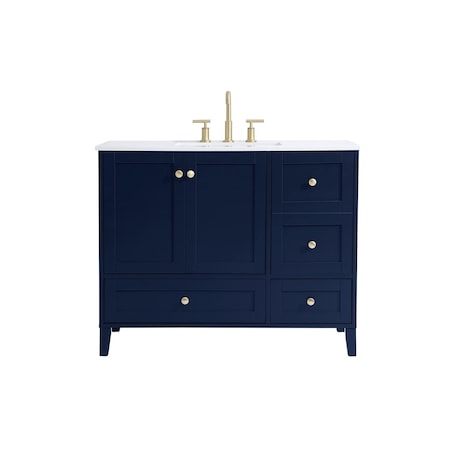 Elegant Decor 42 Inch Single Bathroom Vanity In Blue, 731502 VF18042BL